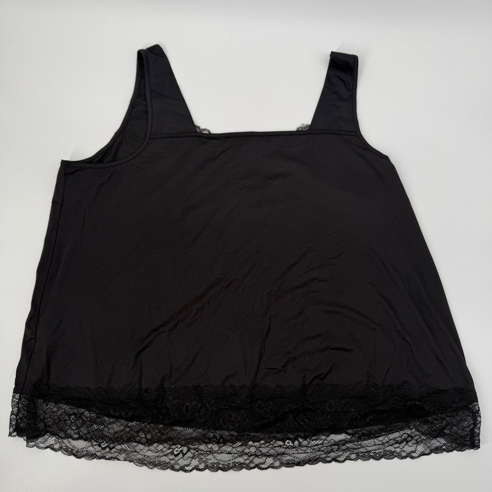 ellos Black Lace Trim Camisole‎ 2X 26/28 Stretch Romantic Tank Top - Picture 6 of 10